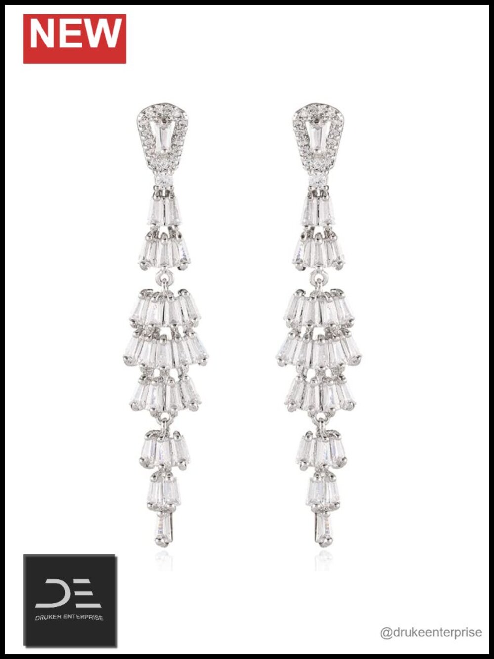 Solid Gold over S925 Sterling Silver Moissanite Tassel Earrings